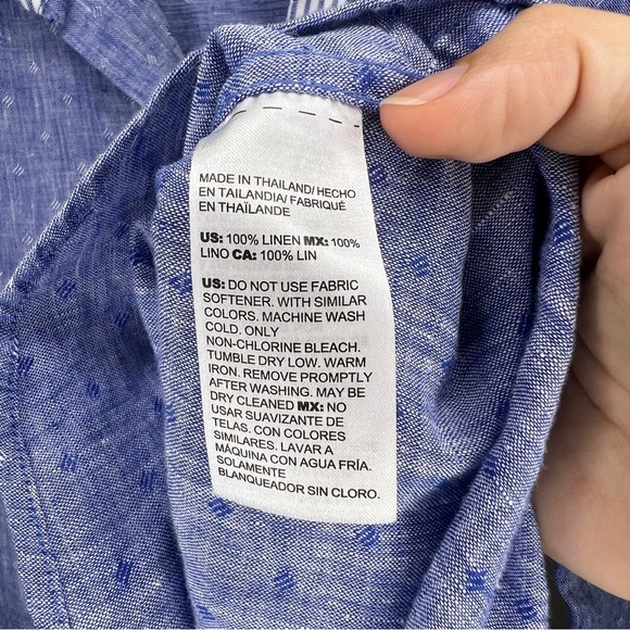 Chico’s Linen Chambray button down Blouse 3/4 Sleeve Blue XL (3) - Picture 3 of 7